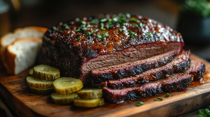 Smoked Brisket with Pickles and Bread: A Culinary Delight