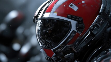 Fototapeta premium Close-up futuristic space helmet, detailed design