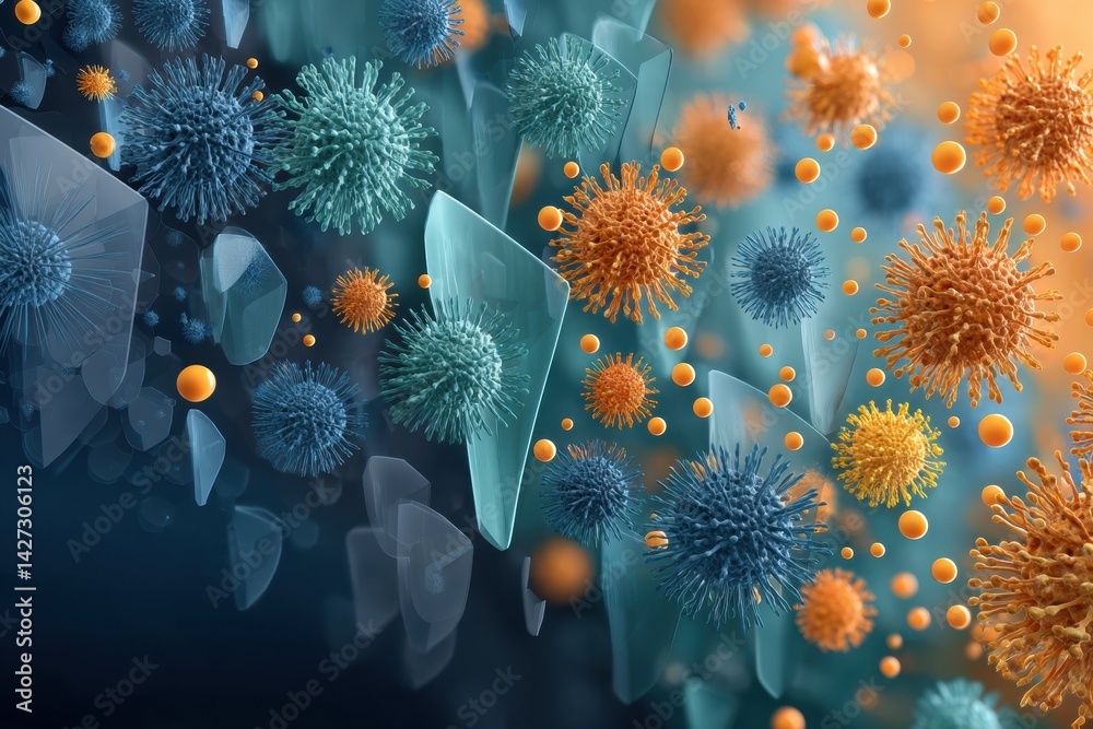 Aufkleber Visual Representation of an Abstract Healthy Immune System With Vibrant Colors and Shield-Like Forms Enhancing Immune Response