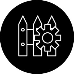 Boundary Setting Fence  Vector Line Back Circle Icon Design