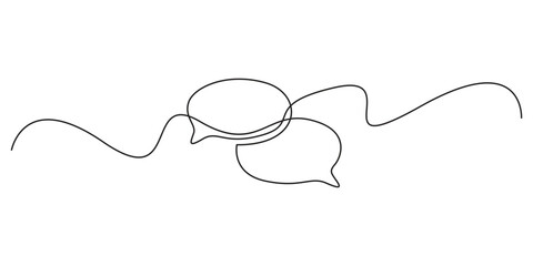 Continuous line drawing of chat bubble icons. Single line drawing of conversation dialogue bubbles. Chat icons for comics, story books and others. Speech bubble single line style vector illustration