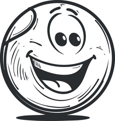 A cheerful smiling cartoon face with big eyes and a playful expression perfect for conveying happiness.