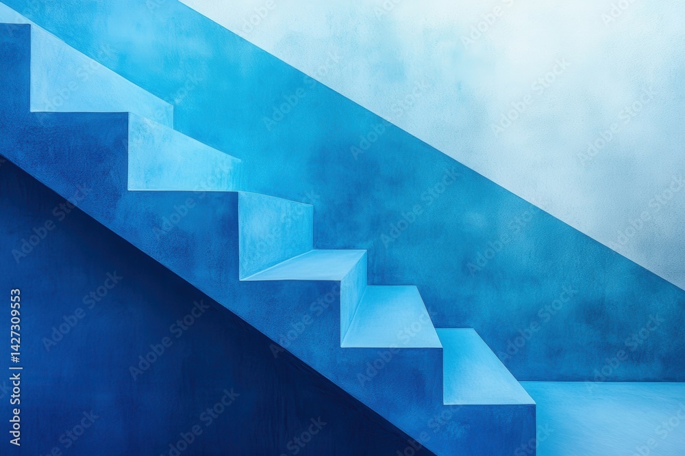 Poster various shades of blue tiles arranged in a stunning geometric pattern ideal for design inspiration o