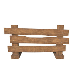 Wooden Barricade, 3d illustration isolated on white background