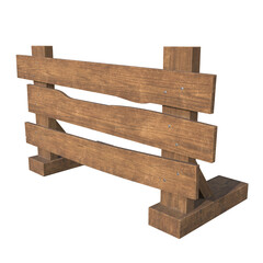 Wooden Barricade, 3d illustration isolated on white background