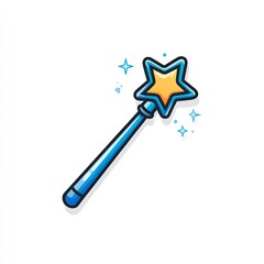 Blue magic wand emoji on white background