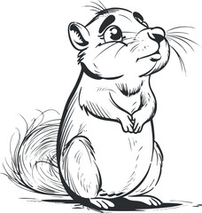 A cute cartoon squirrel with a bushy tail and playful expression, perfect for nature illustrations.