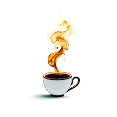 Steaming hot cup of coffee with swirling steam