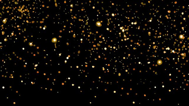 Gold glitter falling animated overlay, transparent 4K video, alpha channel, ProRes 4444