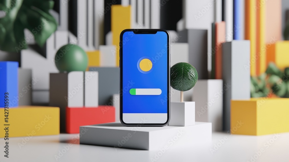 Poster abstract ui layout showing product discovery and smart search in mobile shopping app