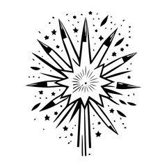 Obraz premium Exploding Starburst of Energy Black and White Art