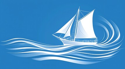 Serene Sailboat on a Blue Ocean: A Tranquil Seascape