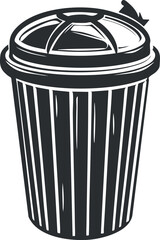 Illustration of a classic trash bin designed for waste disposal and recycling purposes.