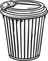 A simple line art illustration of a trash bin with a lid suitable for waste disposal.