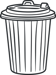 A simple illustration of a trash bin commonly used for waste disposal and recycling.
