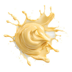 Mayonnaise splash, isolated on white, top view, clipping path --v 7.0