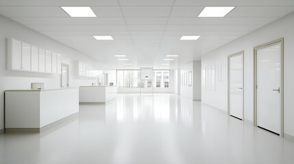 Obraz premium Bright Empty Modern Hospital Corridor