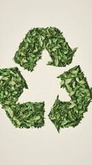 Green leaves forming a recycling symbol. Eco-friendly concept.