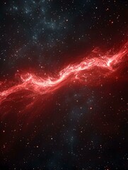 Fototapeta premium Cosmic Nebula Red energy flows through dark space, stars twinkling. Perfect for science fiction, fantasy backgrounds, and space-themed designs.
