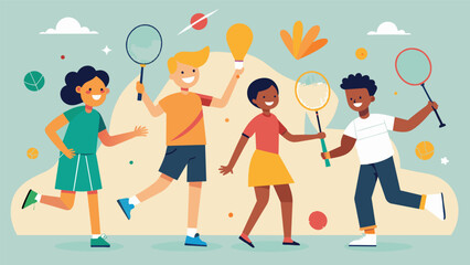 A sense of community and camaraderie fills the space as players from different backgrounds come together to share their love of badminton.. Vector illustration