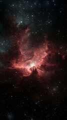 Fototapeta premium Stunning image of a nebula in space, showcasing vibrant red and pink hues against a backdrop of countless stars. Perfect for space-themed projects.