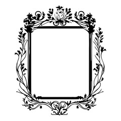 Ornate Botanical Frame Vector Illustration
