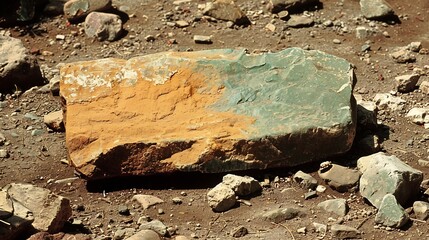 Fototapeta premium Barren desert where the shadows of natural objects form abstract symbols rather than their real shapes symbolizing hidden meanings in everyday forms