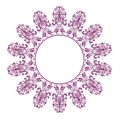 Damask Round Wreath circular ornament floral Abstract pattern, Classic Victorian traditional style, illustration Vintage Design, Flower baroque frames, Luxury  Mandala border, Antique, Moroccan frame