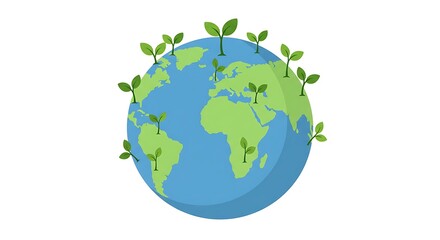 Naklejka premium Earth Globe with Sprout Growing Representing Environmental Awareness