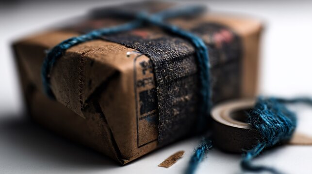 Rustic elegance meets delivery: A charmingly wrapped package with vintage appeal