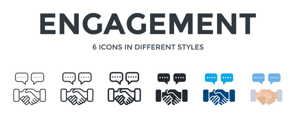 Engagement Icon In Different Style Vector Illustration. Designed In Thin Line, Regular Line, Bold Line, Glyph, Color Fill, And Flat Style Can Be Used For Web
