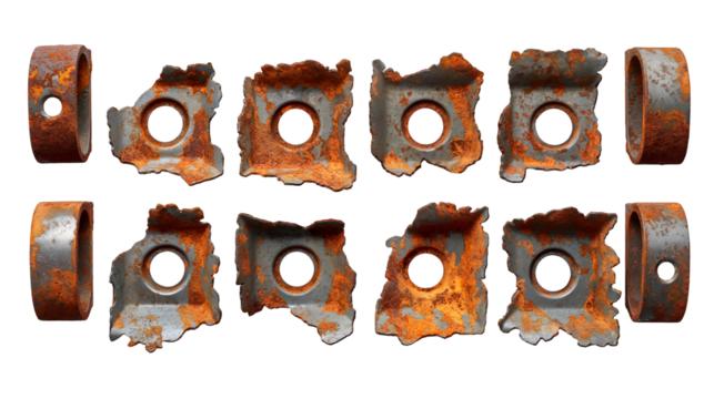 Rusty Metal Fragments Industrial Grunge Texture Background.