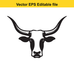 Naklejka premium Longhorn cattle vector silhouetted 