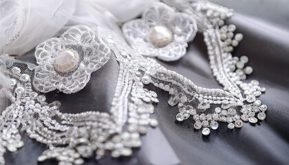 Obraz premium ホワイトレースとラインストーンの装飾