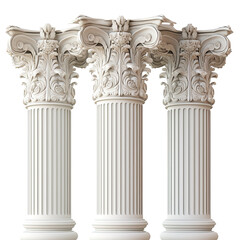Fototapeta premium Vertical View of Elaborately Carved White Architectural Element on transparent backround 