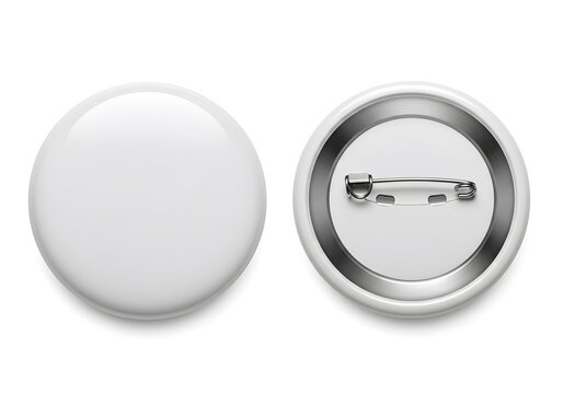 White blank pinback button mockup isolated product design elements