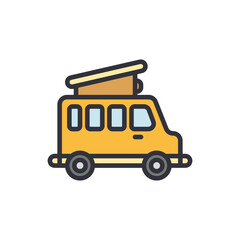 Camper van colored icons, minimalist vector illustration ,simple transparent graphic element .Isolated on white background