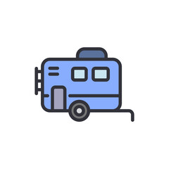 Camper van colored icons, minimalist vector illustration ,simple transparent graphic element .Isolated on white background