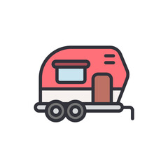 Camper van colored icons, minimalist vector illustration ,simple transparent graphic element .Isolated on white background