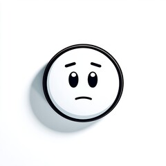 Fototapeta premium scared white face emoji expression with dark outline