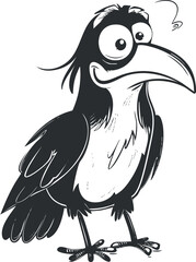 A whimsical cartoon bird with a large beak and playful expression, perfect for creative projects.