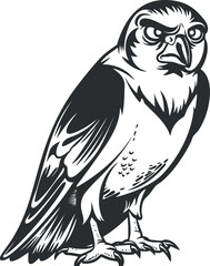 A detailed illustration of an owl showcasing its fierce expression and elegant features.