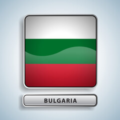 Bulgaria flag square button Isolated on color gradient background. Exclusive Icon flag