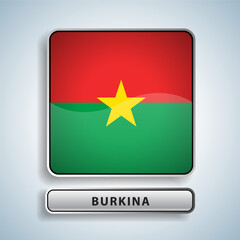 Burkina flag square button Isolated on color gradient background. Exclusive Icon flag