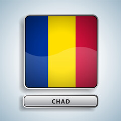 Chad flag square button Isolated on color gradient background. Exclusive Icon flag