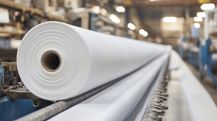 Large industrial roll of nonwoven fabric material for manufacturing process