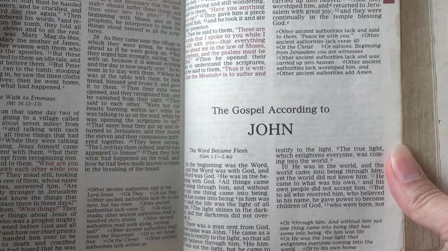 The book of John in the New Testament of the Holy Bible.