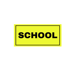 School sign board, yellow background
