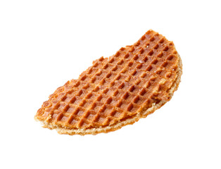 Piece of tasty waffle isolated on white
