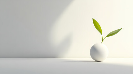 Immagine minimalista di un prato con un pallone . sfondo bianco. Bioelectric Bud. Illustration
